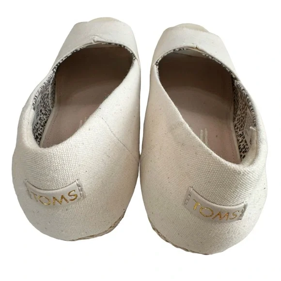NWOT Toms Michelle Canvas Espadrille Peep Toe Wedge Pump in Natural Size 8.5 - Picture 9 of 16
